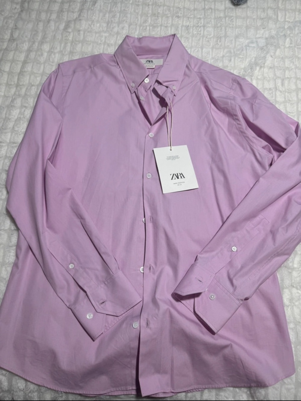 Zara Men's Light Lavender Button-Down Dress Shirt